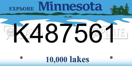 K487561 Minnesota License Plate