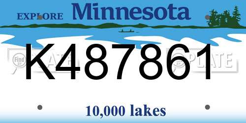 K487861 Minnesota License Plate
