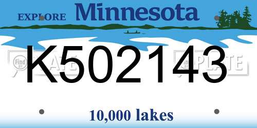 K502143 Minnesota License Plate