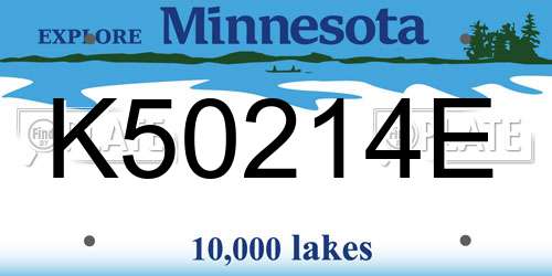 K50214E Minnesota License Plate