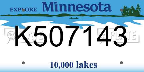 K507143 Minnesota License Plate
