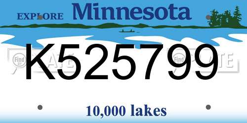K525799 Minnesota License Plate