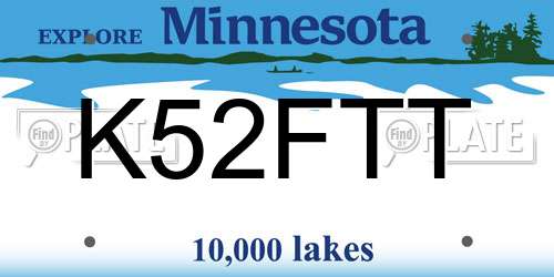 K52FTT Minnesota License Plate