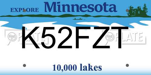K52FZT Minnesota License Plate