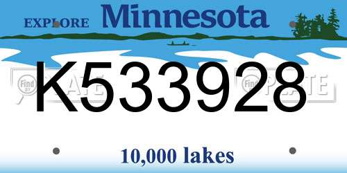 K533928 Minnesota License Plate