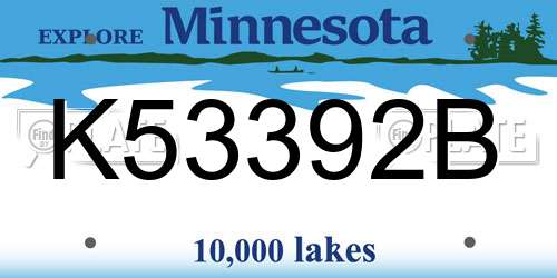 K53392B Minnesota License Plate