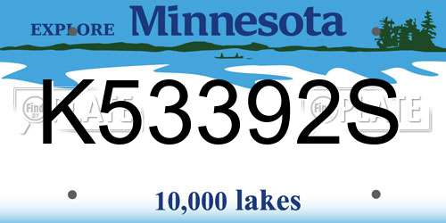 K53392S Minnesota License Plate