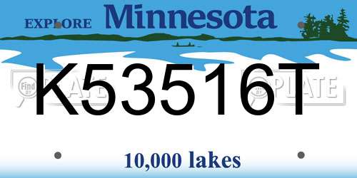 K53516T Minnesota License Plate