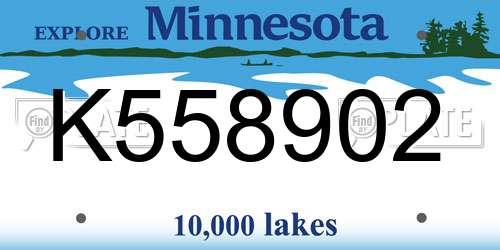 K558902 Minnesota License Plate