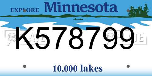 K578799 Minnesota License Plate