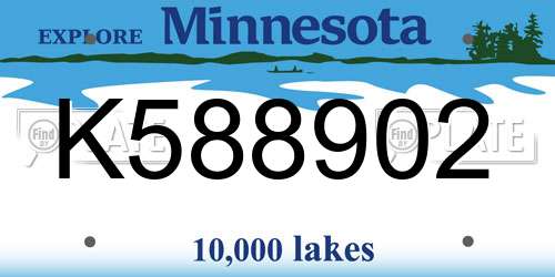 K588902 Minnesota License Plate