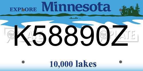 K58890Z Minnesota License Plate