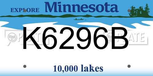 K6296B Minnesota License Plate