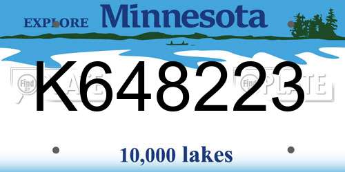 K648223 Minnesota License Plate