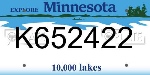 K652422 Minnesota License Plate