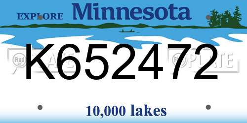 K652472 Minnesota License Plate
