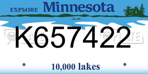K657422 Minnesota License Plate