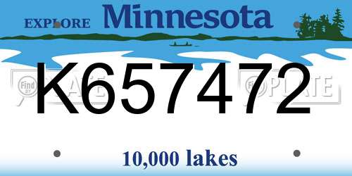 K657472 Minnesota License Plate