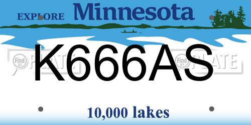 K666AS Minnesota License Plate