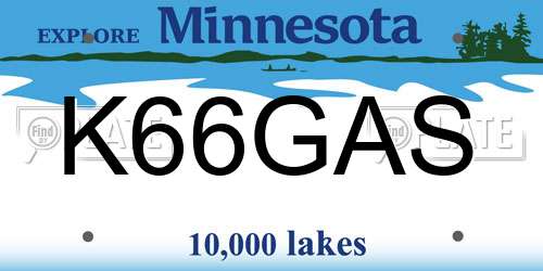K66GAS Minnesota License Plate