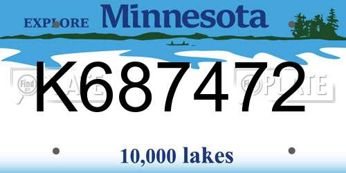 K687472 Minnesota License Plate