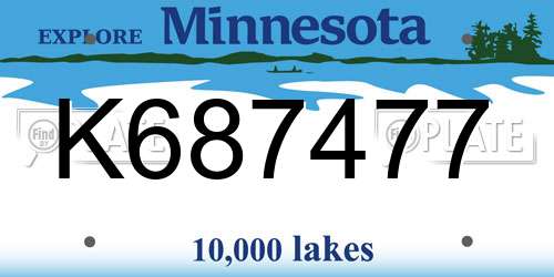 K687477 Minnesota License Plate
