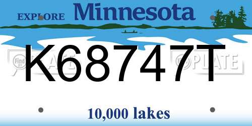 K68747T Minnesota License Plate