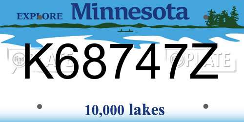 K68747Z Minnesota License Plate