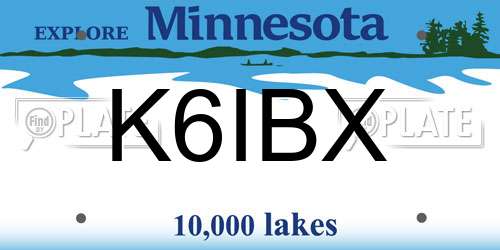 K6IBX Minnesota License Plate