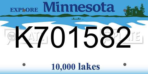 K701582 Minnesota License Plate