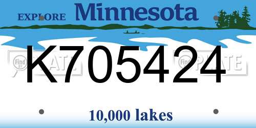K705424 Minnesota License Plate