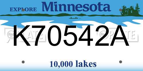 K70542A Minnesota License Plate