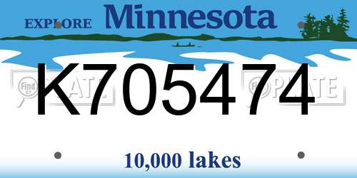 K705474 Minnesota License Plate