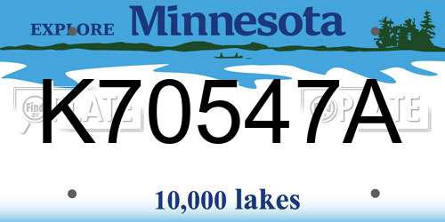 K70547A Minnesota License Plate