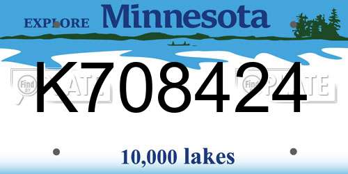 K708424 Minnesota License Plate