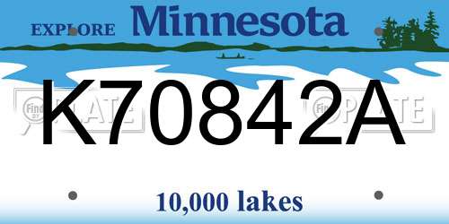 K70842A Minnesota License Plate