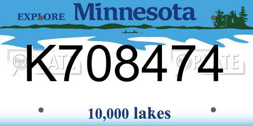 K708474 Minnesota License Plate