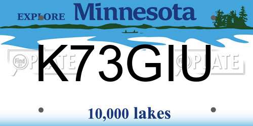 K73GIU Minnesota License Plate