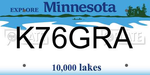 K76GRA Minnesota License Plate