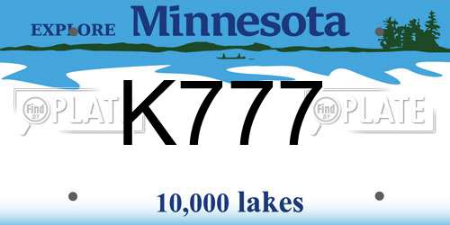 K777 Minnesota License Plate