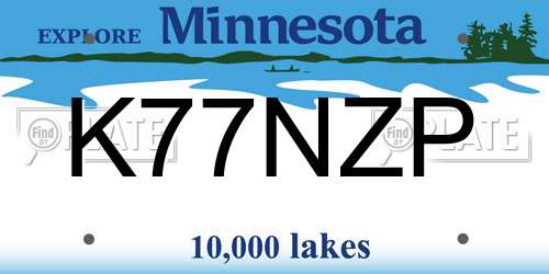 K77NZP Minnesota License Plate