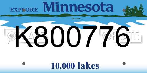 K800776 Minnesota License Plate