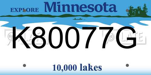 K80077G Minnesota License Plate