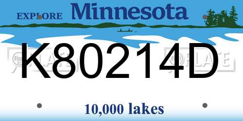 K80214D Minnesota License Plate