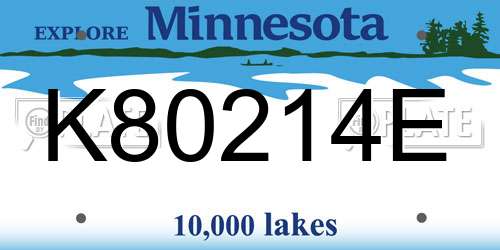 K80214E Minnesota License Plate