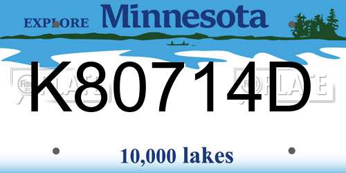 K80714D Minnesota License Plate