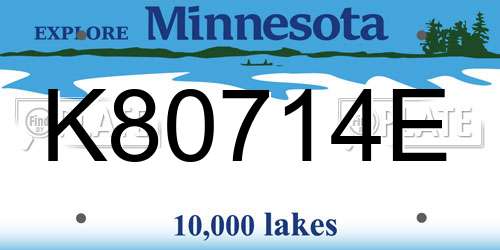 K80714E Minnesota License Plate