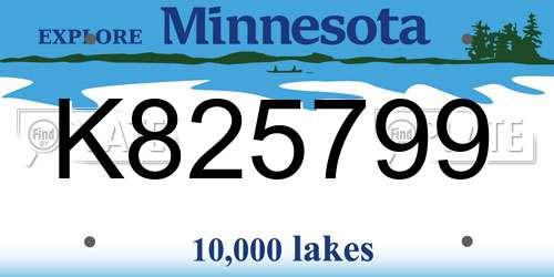 K825799 Minnesota License Plate