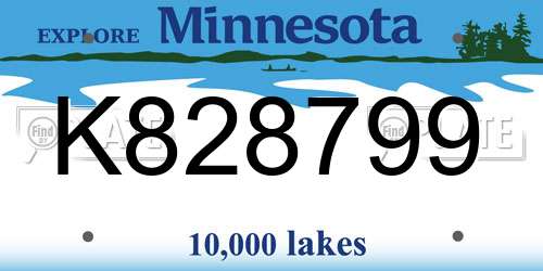 K828799 Minnesota License Plate