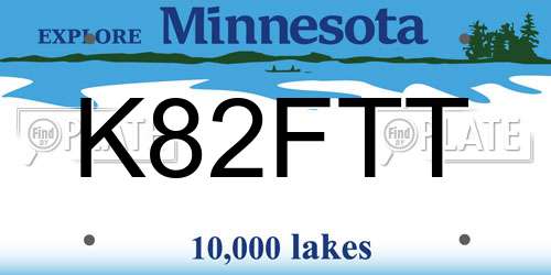 K82FTT Minnesota License Plate